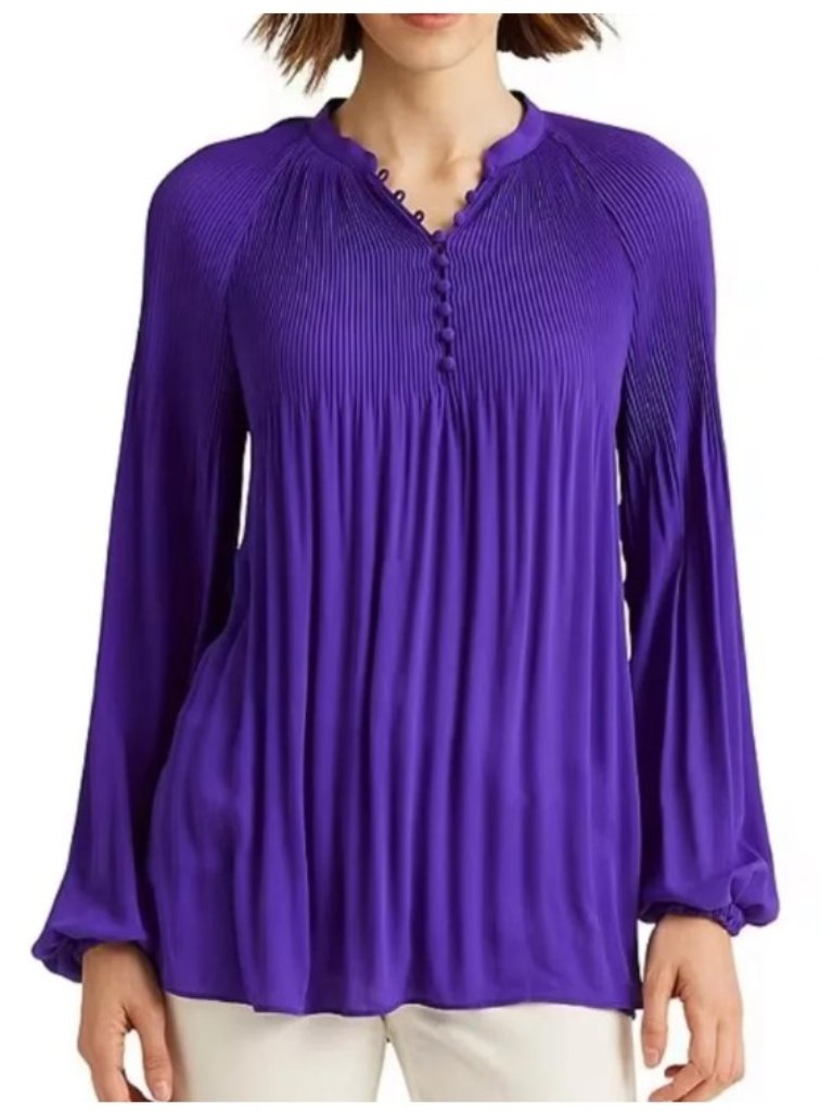 Lauren Ralph Laura Pleated Georgette Blouse